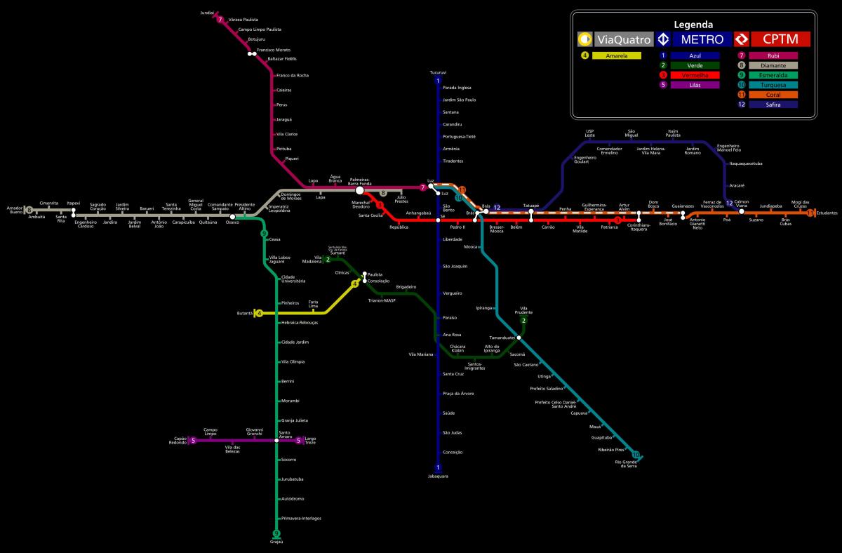 Карта на São Паоло CPTM метро