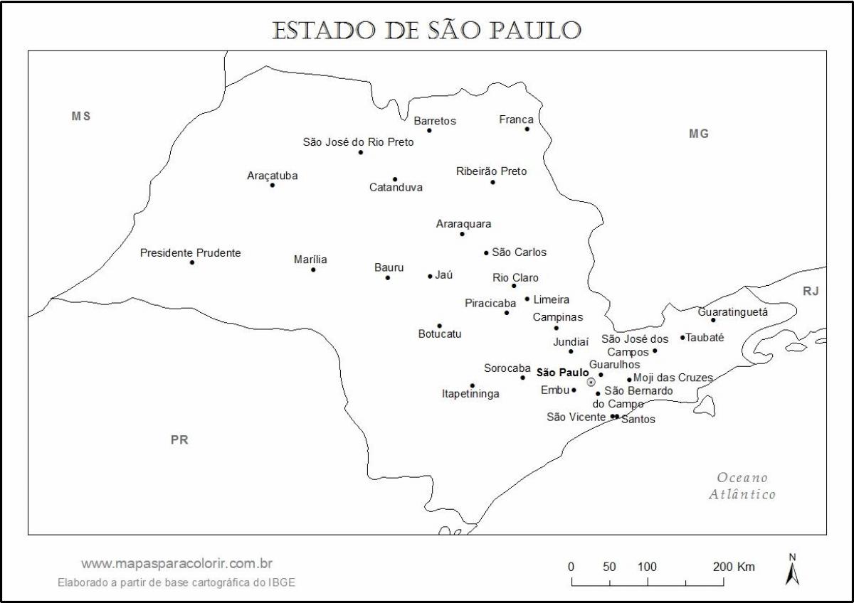 Карта на São Паоло богородица - главни градови