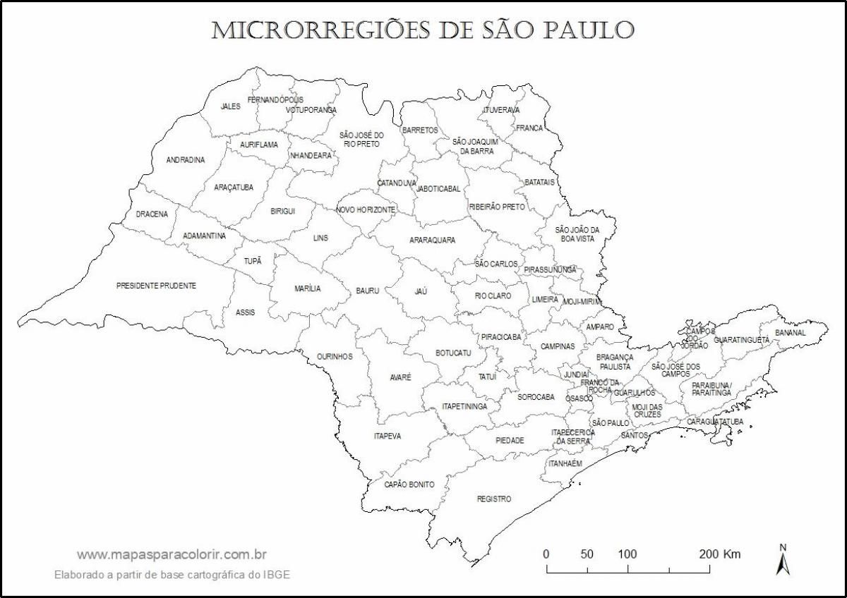 Карта на São Паоло богородица - микро-региони