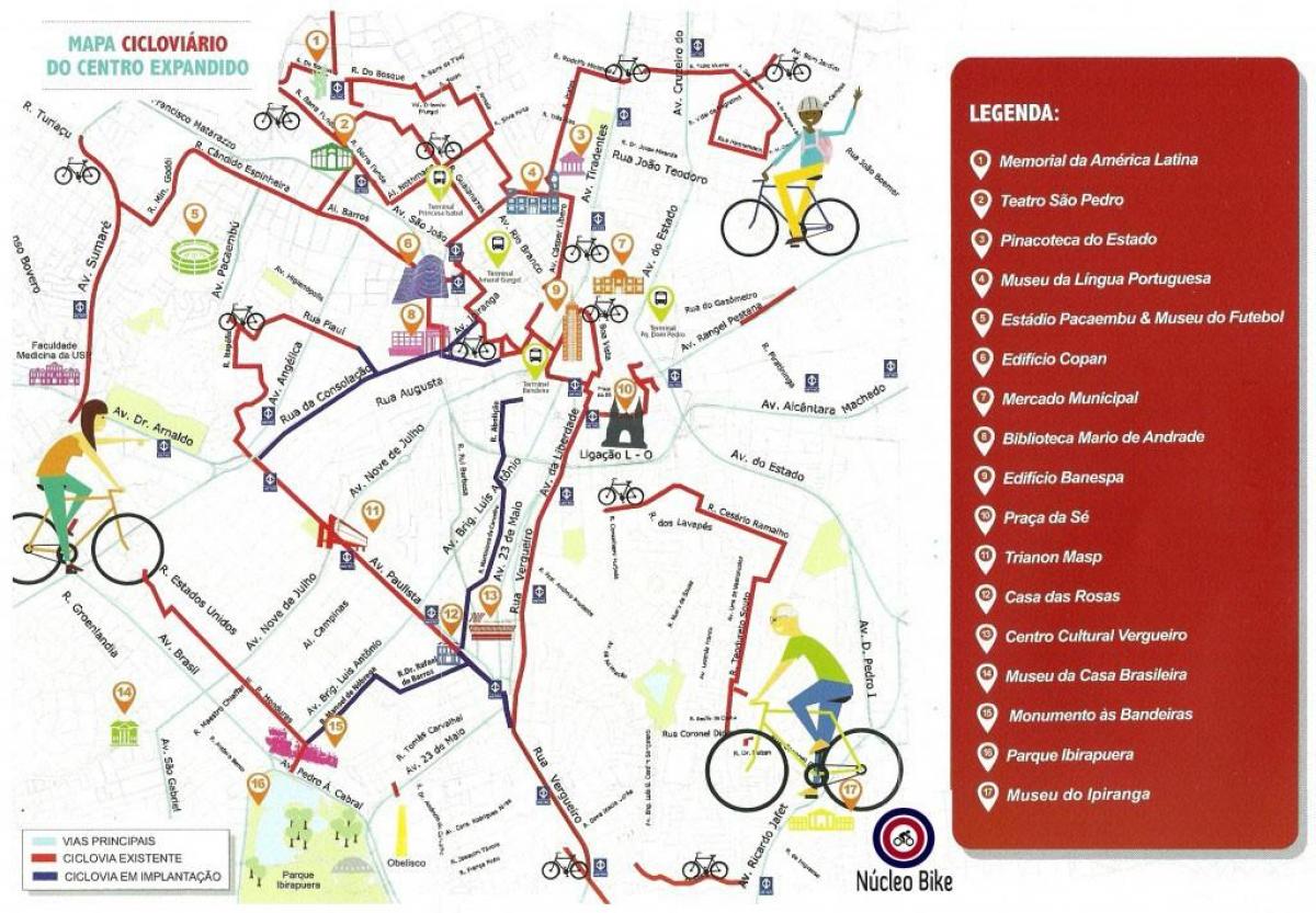 Карта на São Паоло патот велосипед