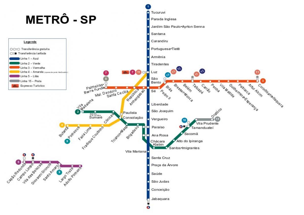 Карта на São Паоло метро