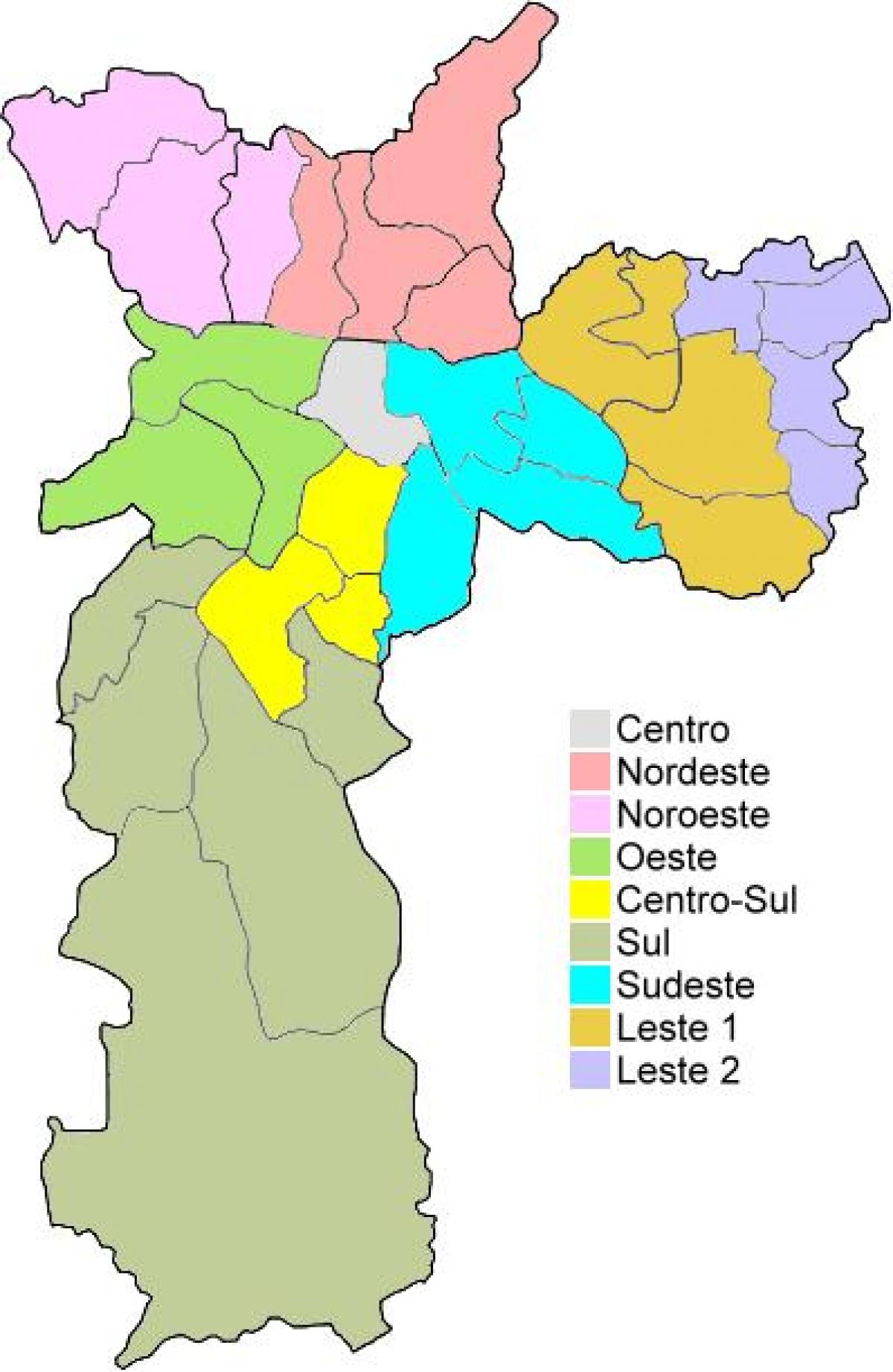 Карта на административни региони во São Паоло
