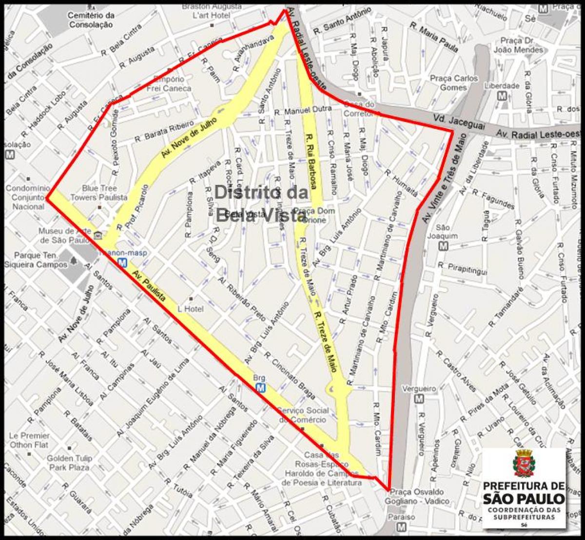 Мапа на Бела Виста São Паоло