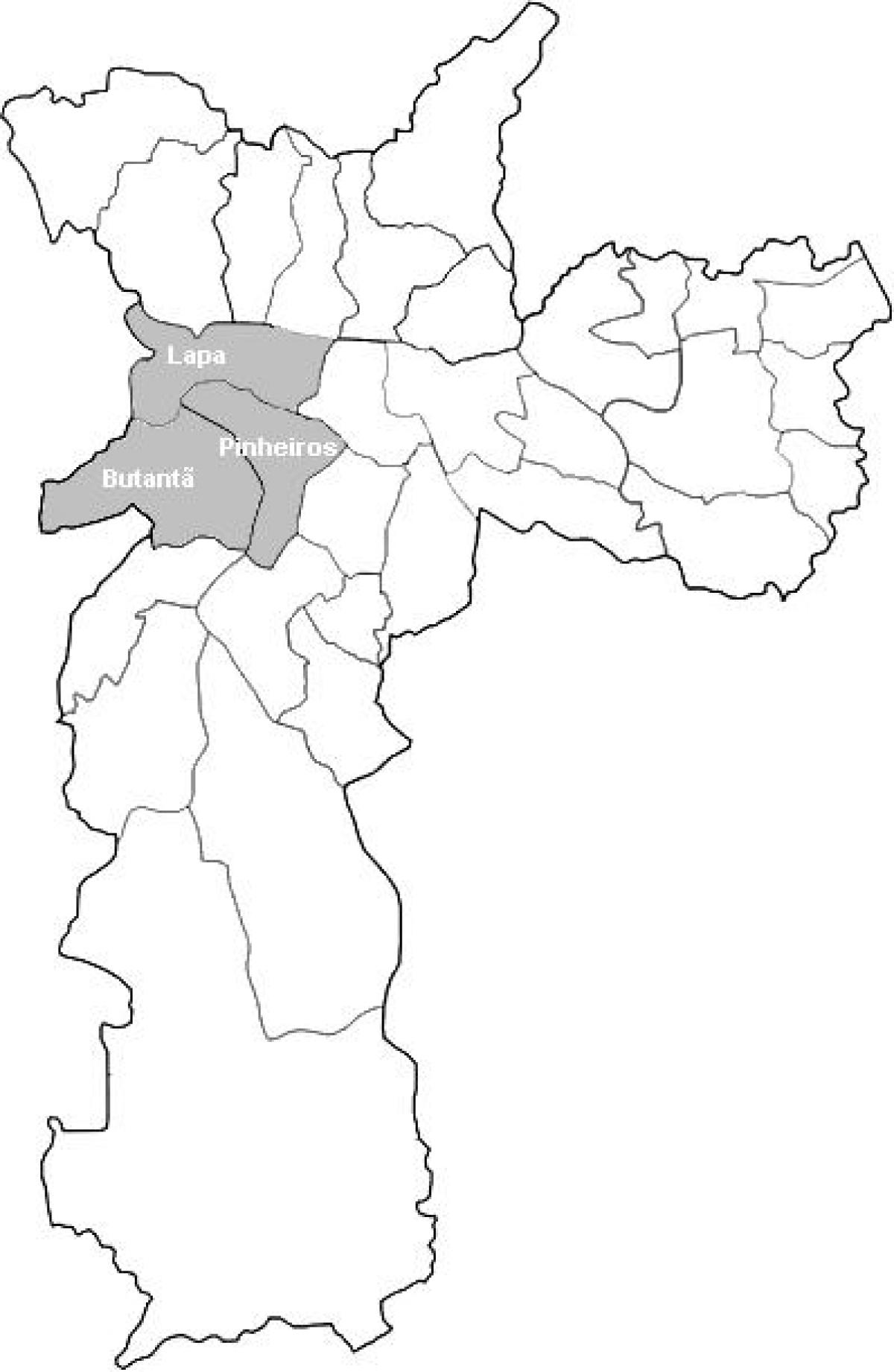 Карта на зона Запад São Паоло