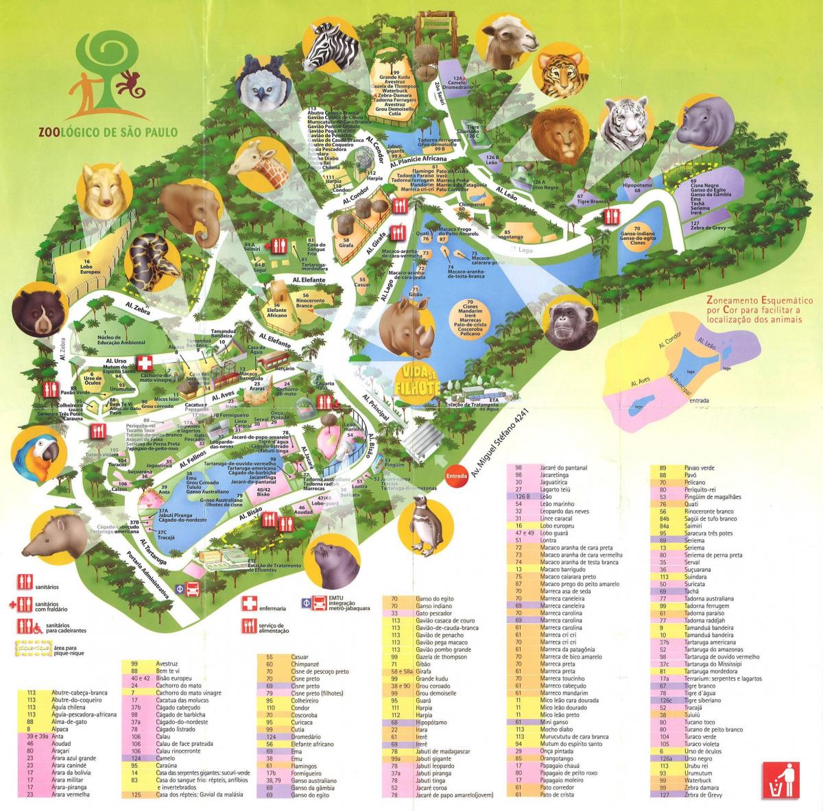 Карта на зоолошки парк на São Паоло