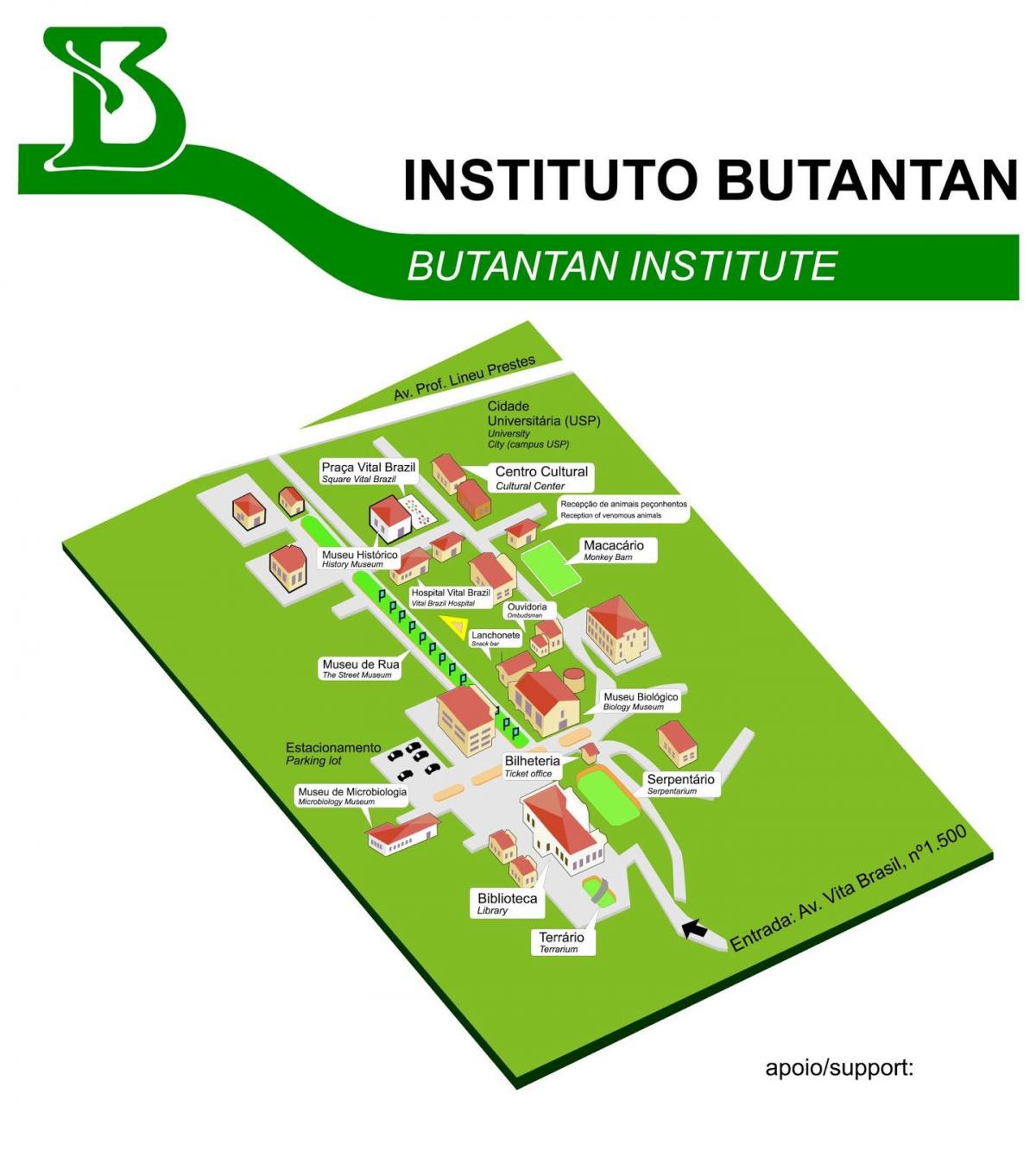 Карта на институтот Butantan
