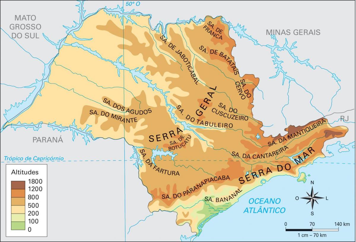 Карта на надморска височина São Паоло