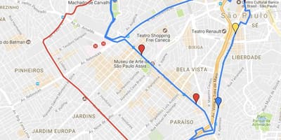 Карта на кружни turismo São Паоло - Линии
