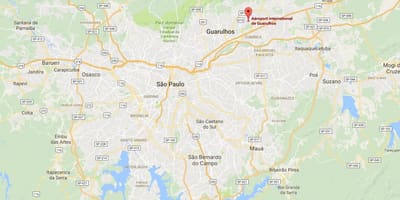 Карта на меѓународниот аеродром Guarulhos