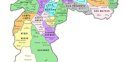 Карта на под-prefectures São Паоло