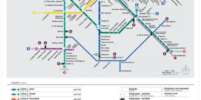 Карта на транспорт São Паоло - EMTU/SP - подземна железница - CPTM