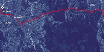 Карта на corredor BRT metropolitano Itapevi-Cotia