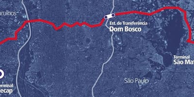Карта на corredor BRT metropolitano Perimetral Leste