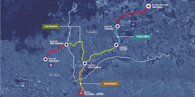 Карта на corredor Metropolitano Guarulhos - Tucuruvi