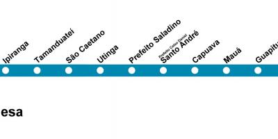 Карта на CPTM São Паоло - Линија 10 - Тиркизна