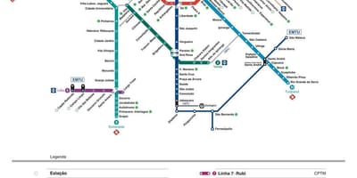 Карта на São Паоло CPTM транспорт