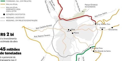 Карта на São Паоло Ferroanel