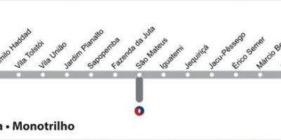 Карта на São Паоло метро - Линија 15 - Сребро.