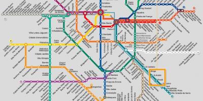 Карта на São Паоло мрежа метро