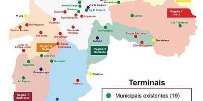 Карта на терминали автобус на São Паоло